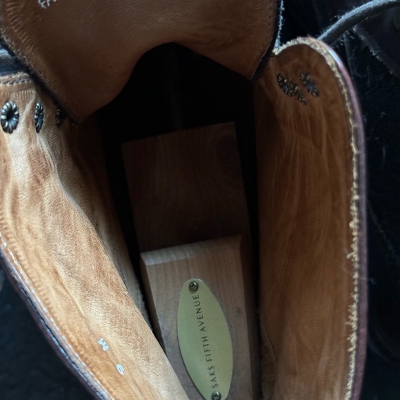 Mens Wingtip Massimo Matteo Leather Boots - Size 9 - Burgundy - Italy - Picture 12 of 14